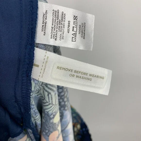 LOFT Pants Blue Floral Print Wide Leg Pull On Pockets - Picture 9 of 9